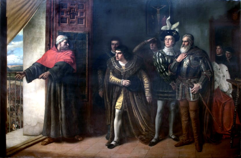 Cisneros y los Grandes. Obra de Víctor Manzano y Mejorada. Museo del Prado.
