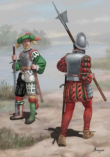 Soldados franceses del siglo XVI Soldados franceses del siglo XVI. Ilustración Moreno/Vallespín